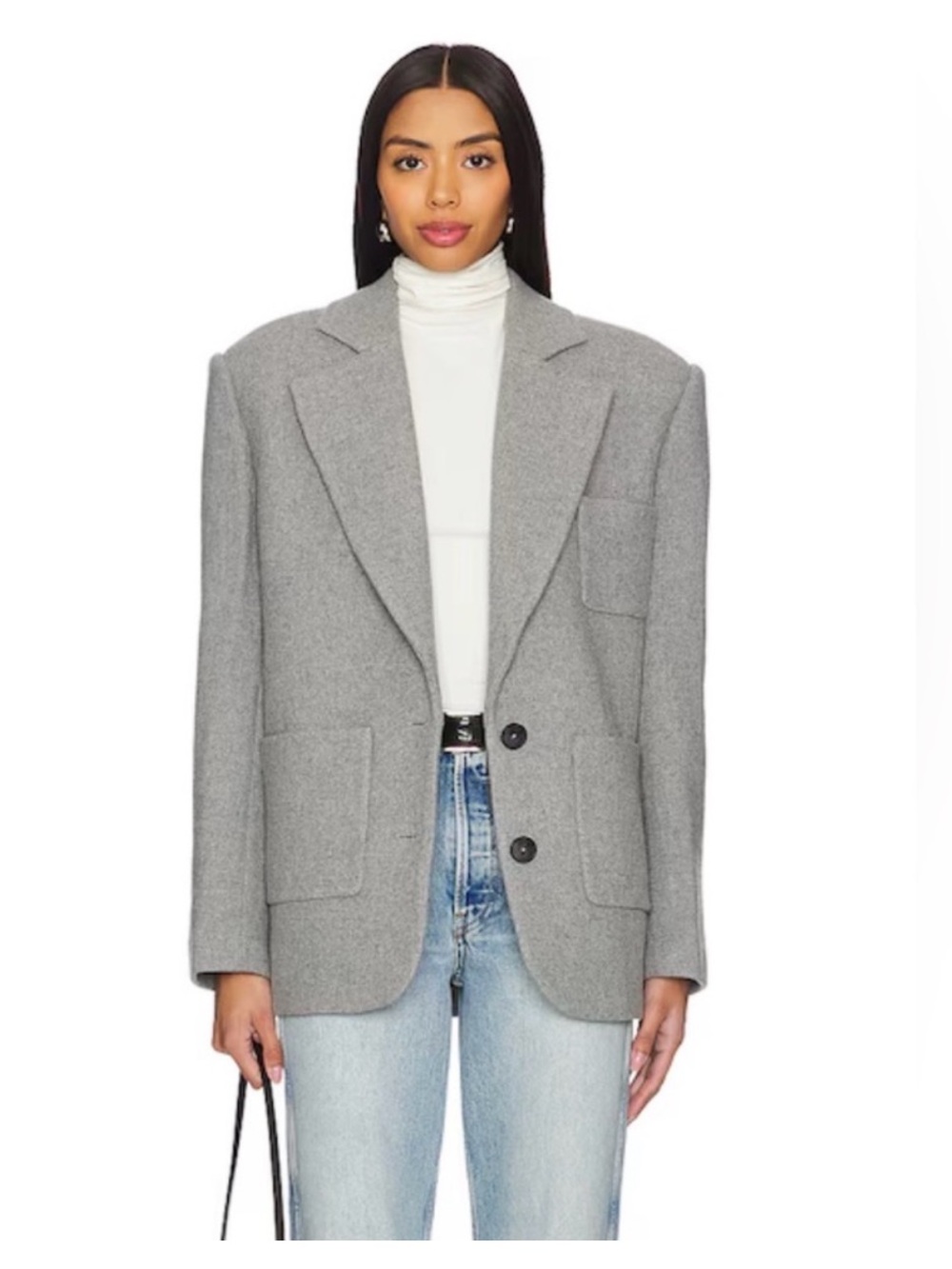 Eaves Gray Wool Oversized Blazer Jacket